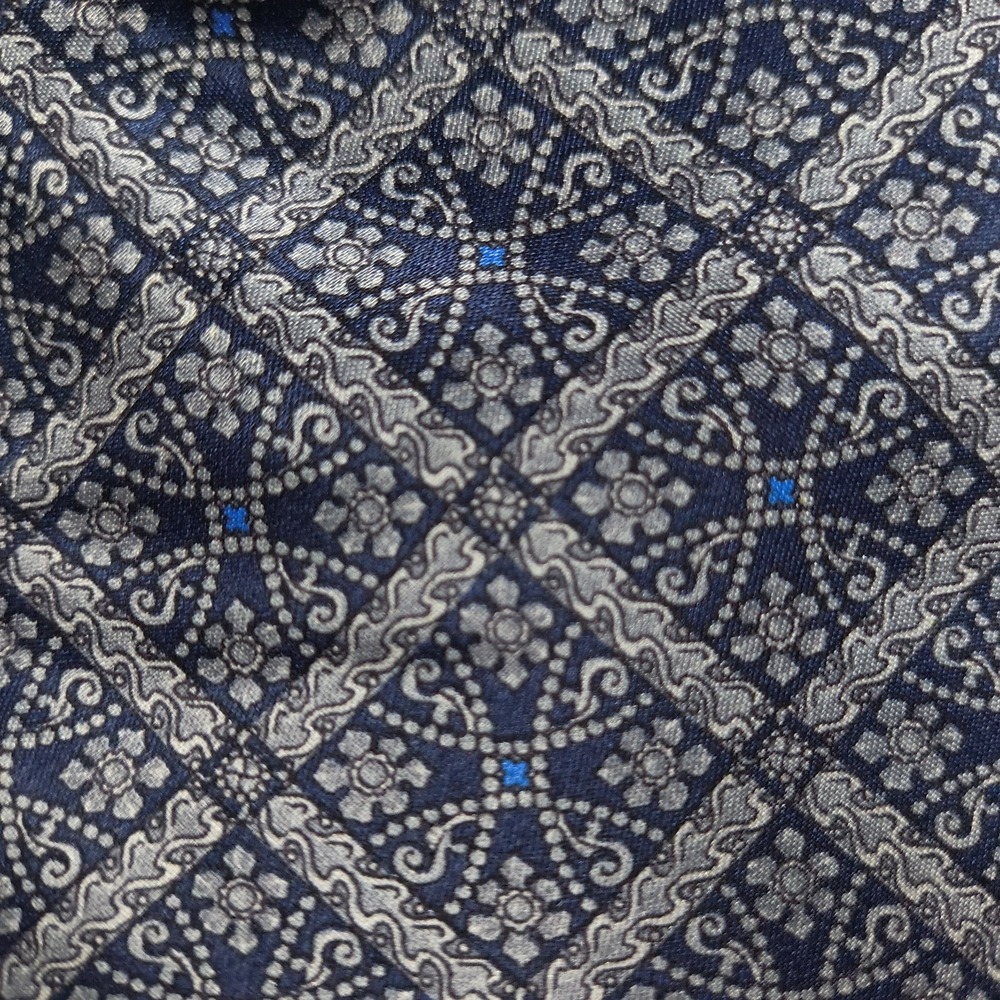 Vintage Christian Dior Monsieur Tie Mens 56.5x3.5 Blue Silver Geometric Abstract - Picture 2 of 9